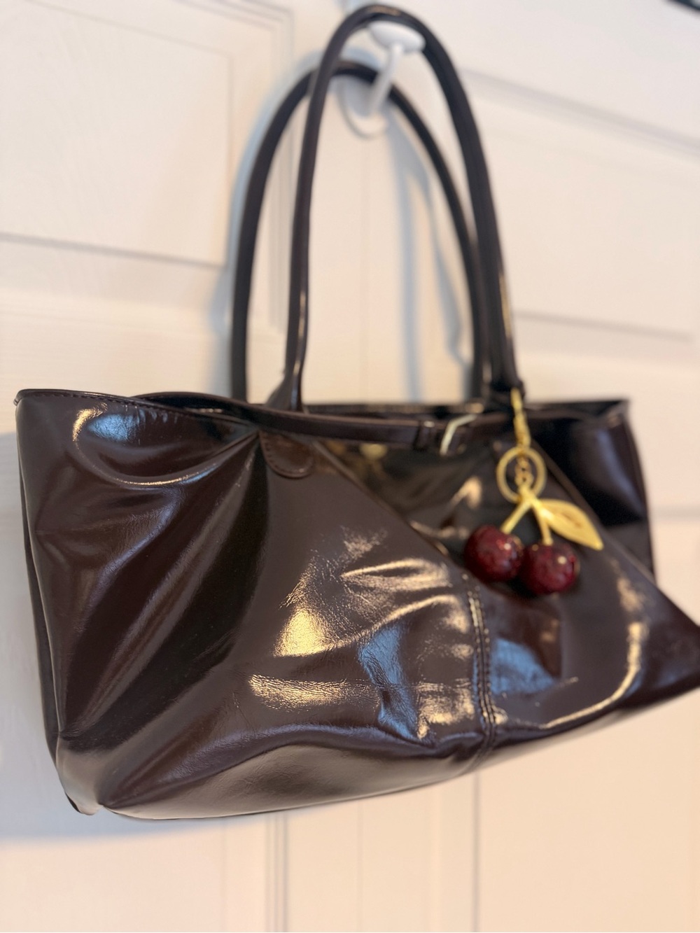 Dark Brown Patent Leather Tote